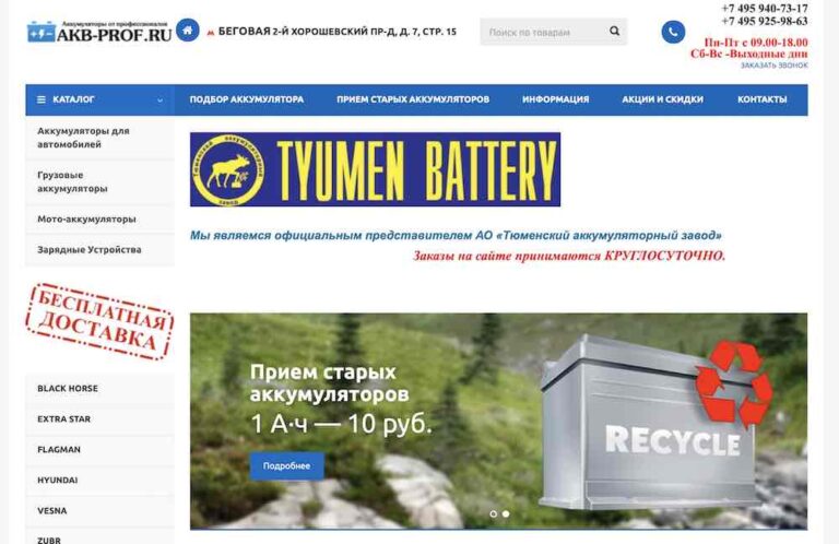 Продвижение интернет магазина по продаже аккумуляторов в Москве