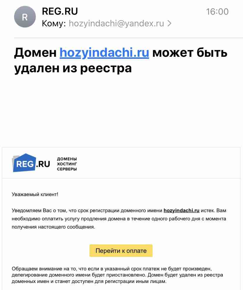 Новый развод в интернете на оплате домена