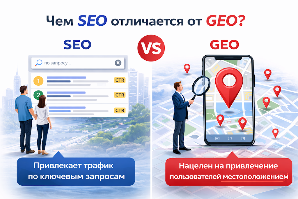 GEO продвижение против SEO