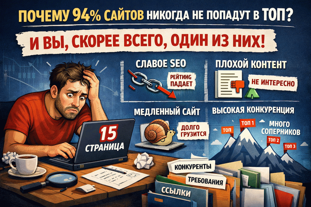 Почему 94% сайтов никогда не попадут в ТОП — и вы, скорее всего, один из них