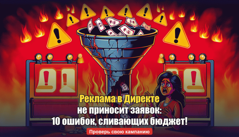 Почему реклама в Яндекс Директе не приносит заявок: 10 ошибок, которые сливают бюджет