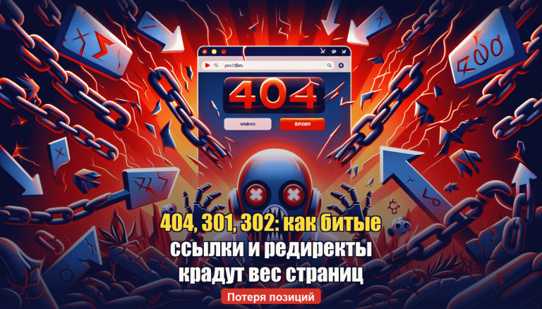 404, 301, 302: как битые ссылки и неправильные редиректы крадут вес страниц