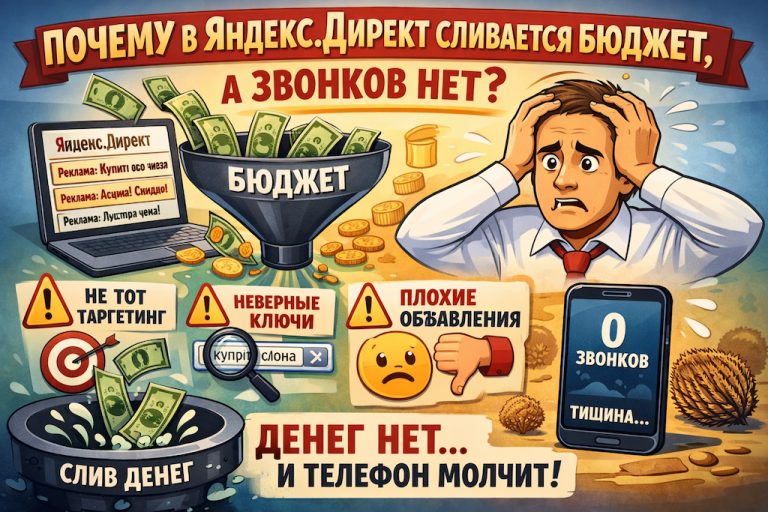 Почему Яндекс.Директ сливает рекламный бюджет без звонков: методология диагностики от SEO-эксперта с 20-летним опытом
