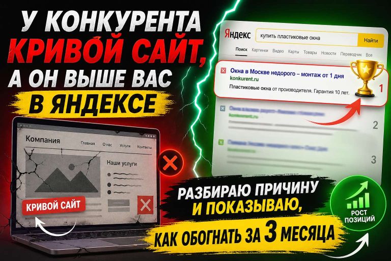 У конкурента кривой сайт, а он выше вас в Яндексе: разбираю причину и показываю, как обогнать за 3 месяца