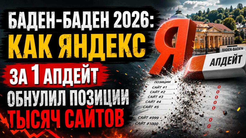 Баден-Баден 2026: как Яндекс за 1 апдейт обнулил позиции тысяч сайтов