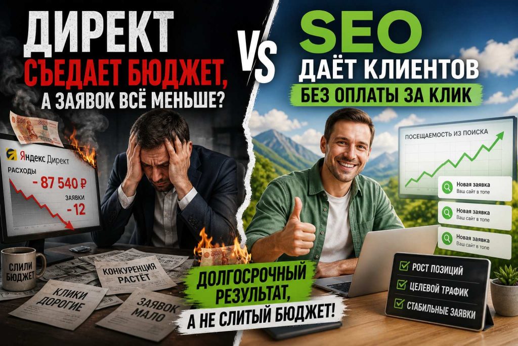 Директ съедает бюджет, а заявок всё меньше? SEO даёт клиентов без оплаты за клик