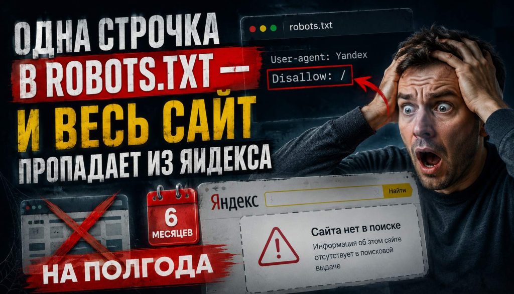 Одна строчка в robots.txt — и весь сайт пропадает из Яндекса на полгода