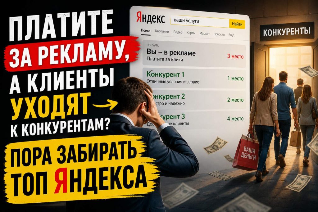 Платите за рекламу, а клиенты уходят к конкурентам? Пора забирать ТОП Яндекса Знакомая ситуация: рекламный кабинет Яндекс.Директа исправно списывает бюджет, отчёт показывает «успешные показы и клики», а телефон молчит. Заявки приходят редко, средний чек падает, а в это время конкуренты, на чьи сайты вы ежедневно натыкаетесь в поиске, спокойно собирают тех самых клиентов, за которых вы платите по 200–500 ₽ за клик. Если узнаёте свой бизнес — статья для вас. Я Анатолий Кузнецов, занимаюсь SEO с 2005 года и за это время вывел в ТОП-3 Яндекса более 300 проектов в Санкт-Петербурге, Москве и регионах. Расскажу без воды, почему контекст перестаёт окупаться и как органический трафик из ТОП-10 закрывает дыру в воронке продаж. Почему контекстная реклама перестала работать как раньше Десять лет назад Яндекс.Директ был «волшебной кнопкой»: пополнил бюджет — получил заявки. Сегодня правила изменились, и вот что произошло на рынке: Стоимость клика выросла в 3–5 раз. В коммерческих нишах (ремонт, медицина, юристы, строительство) средняя цена клика составляет 250–700 ₽, а в премиум-сегментах доходит до 1 500–2 000 ₽. Конверсия упала. По данным Яндекс.Метрики, за последние 5 лет средняя конверсия с контекста снизилась с 4–6% до 1,5–2,5%. Аудитория научилась пропускать рекламные блоки. 70–80% пользователей кликают на органику. Люди доверяют сайтам, которые Яндекс показывает «по заслугам», а не за деньги. Особенно это касается дорогих и сложных решений: квартир, ремонта, медицинских услуг, B2B-поставок. Аукцион перегрет. Если в нише десять конкурентов выкупают рекламу, выигрывает не самый умный, а тот, кто готов переплатить. Итог: вы вкладываете 100–300 тысяч в месяц, а получаете единицы целевых обращений. Между тем сайты, занимающие ТОП-3 в органической выдаче, в это же время бесплатно собирают сотни заявок. И это не теория — это десятки моих кейсов с реальными цифрами, где клиенты после выхода в ТОП полностью отключали Яндекс.Директ. Что на самом деле происходит, когда клиент ищет ваш товар Представьте обычного пользователя. Он вводит запрос «ремонт квартиры под ключ Санкт-Петербург» и видит примерно такую картину: 2–4 рекламных объявления сверху — большинство людей их пролистывает на автомате. Карта Яндекс.Бизнеса с местными компаниями. 10 органических результатов выдачи — именно сюда смотрит подавляющее большинство. Колдунщики, отзывы, видео, изображения. Если вашего сайта нет в первой десятке органики, для клиента вас не существует. Он не доскроллит до второй страницы — по статистике туда заходит меньше 5% пользователей. Реклама даёт временное присутствие, но как только бюджет заканчивается — вы пропадаете полностью. SEO работает иначе: один раз выведенный сайт удерживает позиции месяцами и годами при минимальной поддержке. Почему конкуренты в ТОП-10 — это не случайность Сайты, стабильно находящиеся в ТОП-3 Яндекса, не «повезло» туда попасть. У них реализованы конкретные технические и контентные решения, которые алгоритмы Яндекса ценят: Техническое здоровье. Скорость загрузки до 2,5 секунд, мобильная адаптация, корректные Core Web Vitals, отсутствие битых ссылок и дублей. Глубокая семантика. Структура сайта построена под кластеры запросов — каждая страница отвечает на конкретный интент пользователя. Экспертный контент. Тексты раскрывают тему лучше конкурентов, содержат LSI-слова, факты, цифры и закрывают возражения. Поведенческие факторы. Низкий процент отказов, длительность сеанса 3+ минуты, возвраты на сайт. Авторитет домена. Естественный ссылочный профиль с тематических площадок. E-E-A-T-сигналы. Видимый автор-эксперт, реальные кейсы, отзывы, контакты, лицензии. Если хотя бы 2–3 пункта из этого списка у вас «провисают» — Яндекс просто не пустит сайт в ТОП, сколько бы вы ни тратили на ссылки или тексты. Поэтому я всегда начинаю работу с бесплатного аудита сайта, чтобы честно показать, на каком этапе находится проект и какой потенциал роста реален в вашей нише. Сколько на самом деле стоит клиент из SEO и из контекста Разберём на конкретных цифрах. Возьмём нишу «ремонт квартир в Санкт-Петербурге»: Контекстная реклама: Средняя цена клика: 350 ₽ Конверсия в заявку: 2% Стоимость одной заявки: 17 500 ₽ Бюджет на 30 заявок в месяц: 525 000 ₽ После остановки рекламы: 0 заявок SEO-продвижение в ТОП-10: Стоимость работ: от 55 000 ₽/мес Органический трафик через 4–6 месяцев: 1 500–3 000 уникальных посетителей Конверсия из органики: 4–6% (выше, чем у контекста) Стоимость заявки: 600–1 200 ₽ После завершения активной фазы: трафик сохраняется на 70–80% при минимальной поддержке Разница в стоимости лида — в 15–25 раз в пользу SEO. И главное: SEO-актив остаётся с вами навсегда. Реклама — это аренда трафика, поисковое продвижение — покупка собственного канала продаж. Дорожная карта: как забрать ТОП Яндекса в своей нише Структурно вывод сайта в ТОП-10 укладывается в три этапа. Это не теория — это методология, которую я применяю в каждом проекте уже 20 лет. Этап 1. Технический фундамент (2–4 недели) На этом этапе устраняем всё, что мешает сайту индексироваться и ранжироваться: ошибки в robots.txt и sitemap.xml, медленную загрузку, отсутствие SSL, дубли страниц, неработающие редиректы. Параллельно настраиваем Яндекс.Метрику, Вебмастер и систему мониторинга позиций. Если сайт устарел или сделан на «коробочном» движке без возможности нормально внести правки, потребуется доработка сайта или создание нового сайта на корректной SEO-платформе. Этап 2. Семантика и оптимизация (1–2 месяца) Собираем полное семантическое ядро — от высокочастотных «ремонт квартир» до длинных хвостов «сколько стоит ремонт двушки в новостройке Купчино». Кластеризуем запросы, проектируем структуру посадочных страниц, прорабатываем мета-теги, заголовки и внутреннюю перелинковку. На этом этапе проявляются первые позиции по низкоконкурентным запросам. Этап 3. Контент и авторитет (3–6 месяцев) Создаём экспертные тексты, которые превосходят ТОП-10 конкурентов по полноте раскрытия темы. Если своих копирайтеров нет, можно заказать готовые SEO-статьи, написанные с учётом семантики и LSI-структуры. Параллельно наращиваем естественную ссылочную массу с тематических площадок и подключаем социальные сигналы. К 4–6 месяцу сайт стабильно занимает ТОП-3 по основным коммерческим запросам. Топ-7 ошибок, из-за которых сайт не попадает в ТОП Ставка только на контекст. Бизнес становится заложником рекламного бюджета: убрали — продажи рухнули. Дешёвый «SEO-подрядчик». Заказ продвижения за 15–20 тысяч в месяц = накрутка ботами, спамные ссылки и фильтр Яндекса в перспективе. Отсутствие технического аудита. Никакой контент не выведет в ТОП сайт, который грузится 8 секунд и ломается на мобильных. Шаблонные тексты на 1 500 знаков. Алгоритм YATI и нейросети Яндекса давно различают экспертный контент и переписанную рерайт-«воду». Игнорирование поведенческих факторов. Сайт без понятной структуры, форм заявок и юзабилити отпугивает посетителей за 10 секунд. Отсутствие коммерческих факторов. Нет цен, кейсов, отзывов, контактов — Яндекс не считает сайт надёжным для коммерческой выдачи. Прекращение работ после первых результатов. 70% сайтов теряют позиции за 3–6 месяцев без поддержки. Алгоритмы обновляются, конкуренты не спят. Каждая из этих ошибок диагностируется на старте. Иногда хватает одной развёрнутой SEO-консультации с аудитом, чтобы понять, что мешает сайту расти и какие шаги дадут максимальный эффект при минимальных вложениях. Что вы получаете, когда сайт оказывается в ТОП-3 Поток целевых заявок без оплаты за каждый клик. Снижение стоимости привлечения клиента в 3–7 раз. Доверие аудитории — органика воспринимается как «выбор Яндекса». Возможность отказаться от Директа или сократить бюджет в разы. Накопительный эффект: каждый месяц работ увеличивает актив сайта. Защиту от конкурентов — обогнать сайт из ТОП-3 за месяц практически невозможно. Это не маркетинговые обещания, а ежедневная реальность моих клиентов. Реальные истории, цифры и скриншоты позиций — в разделе отзывов и в подробных кейсах продвижения. Хватит кормить рекламный кабинет — пора строить актив Каждый день, пока ваш сайт находится за пределами ТОП-10, конкуренты забирают ваших клиентов. И они продолжат это делать в следующем месяце, через полгода и через год — потому что SEO-актив, в отличие от рекламного бюджета, не заканчивается. Я беру в работу не каждый сайт — только проекты, где уверен в выходе в ТОП-3 на 98%. Перед стартом провожу детальный аудит и честно говорю, какой результат реален в вашей нише, в какие сроки и за какой бюджет. Что предлагаю прямо сейчас: ✅ Бесплатный SEO-аудит сайта — за 24 часа покажу точки роста и слабые места, из-за которых вы теряете клиентов. ✅ Прозрачная стратегия и фиксированный план работ — никаких «вода-вода, оплатите ещё месяц». ✅ Работа напрямую с экспертом — без менеджеров, посредников и телефонной игры. ✅ Еженедельные отчёты — вы видите движение позиций каждую неделю, а не «через полгода». ✅ Только белые методы — за 20 лет работы 0 фильтров Яндекса у моих клиентов. ✅ Старт от 55 000 ₽/мес — окупается за 2–4 месяца за счёт отказа от перегретого Директа. 👉 Получить бесплатный аудит сайта за 24 часа — узнайте, какой потенциал органического трафика у вашего проекта, прежде чем платить за рекламу ещё один месяц. 👉 Заказать SEO-продвижение в ТОП Яндекса — оставьте заявку, и я лично проведу диагностику вашего сайта и подберу стратегию под ваш бюджет и сроки. Если сомневаетесь, готов ли ваш сайт к продвижению, начните с платной SEO-консультации — за час разберём проект по полочкам и составим понятный план действий. Хотите освоить продвижение самостоятельно? Загляните на курс SEO-оптимизации, где собрана 20-летняя практика без воды и теоретических лекций. Каждый месяц промедления — это деньги, которые забирают конкуренты. Решение в одном клике.