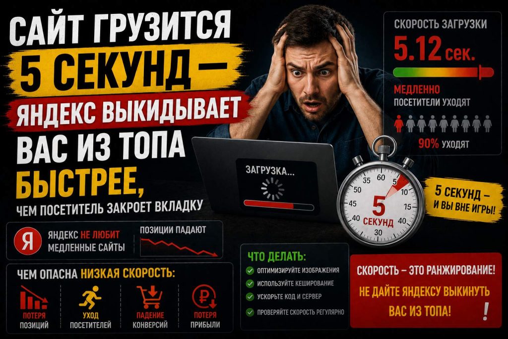 Сайт грузится 5 секунд — Яндекс выкидывает вас из ТОПа быстрее, чем посетитель закроет вкладку