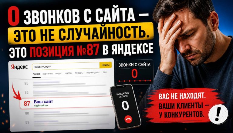 0 звонков с сайта — это не случайность. Это позиция №87 в Яндексе
