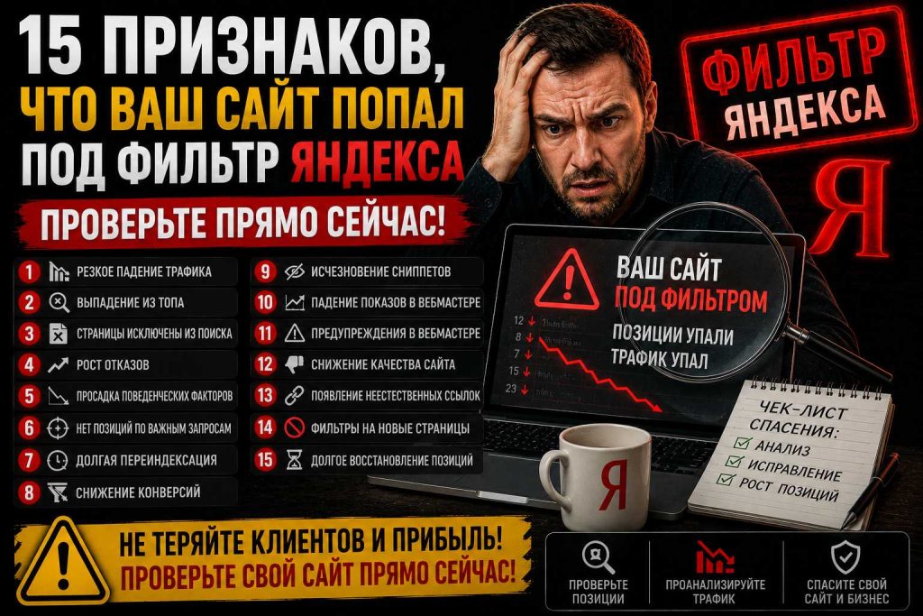 15 признаков, что ваш сайт попал под фильтр Яндекса — проверьте прямо сейчас