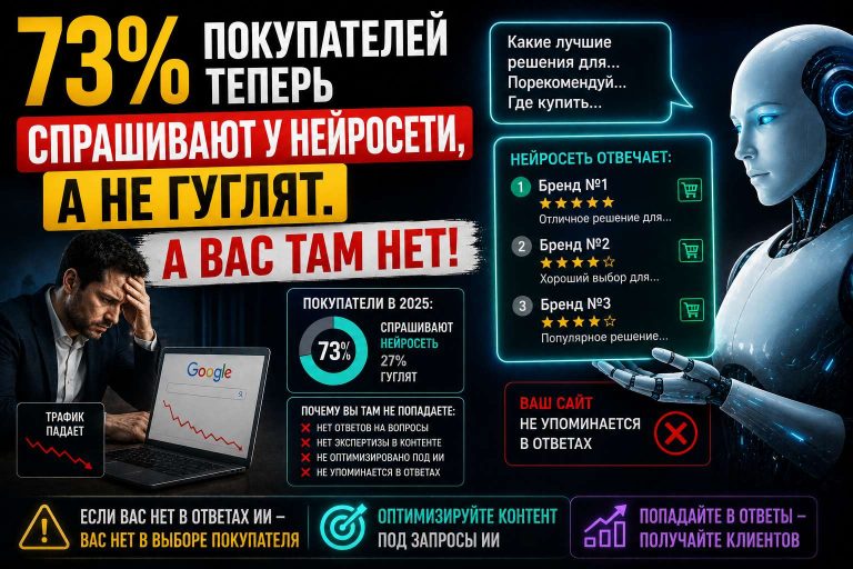 73% покупателей теперь спрашивают у нейросети, а не гуглят. А вас там нет