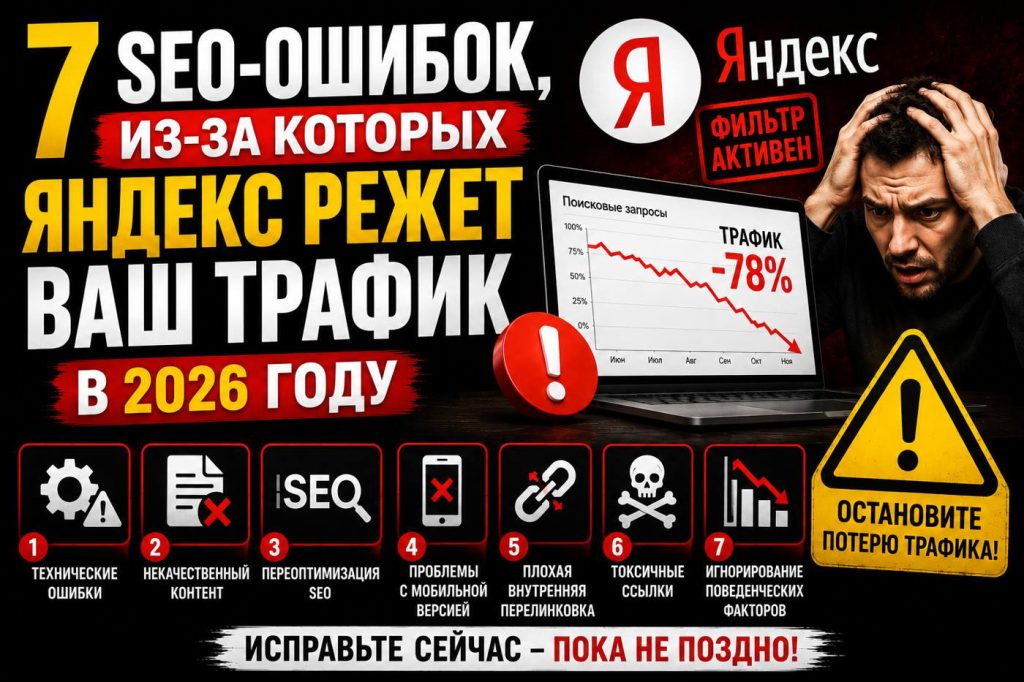 7 SEO-ошибок, из-за которых Яндекс режет ваш трафик в 2026 году