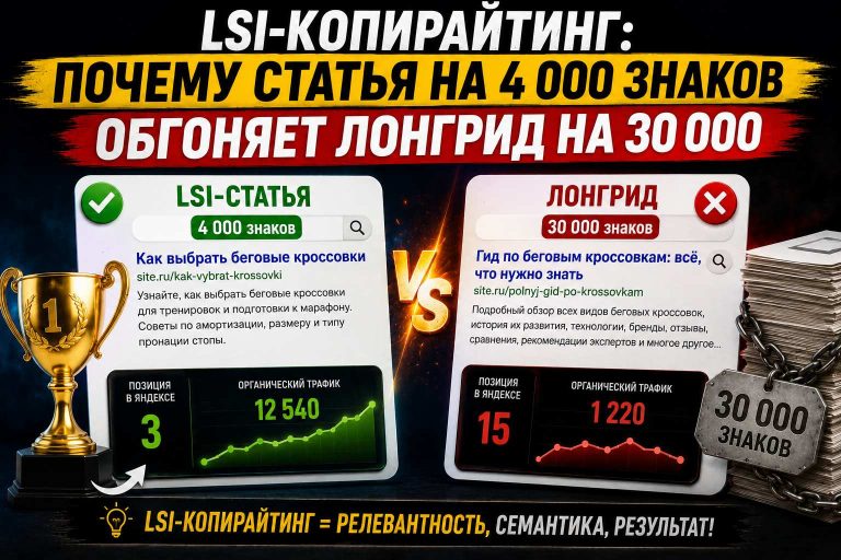 LSI-копирайтинг: почему статья на 4 000 знаков обгоняет лонгрид на 30 000