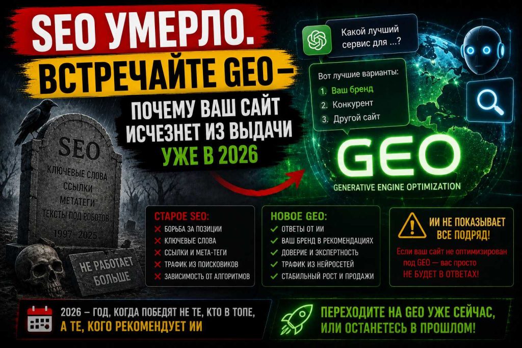SEO умерло. Встречайте GEO — почему ваш сайт исчезнет из выдачи уже в 2026