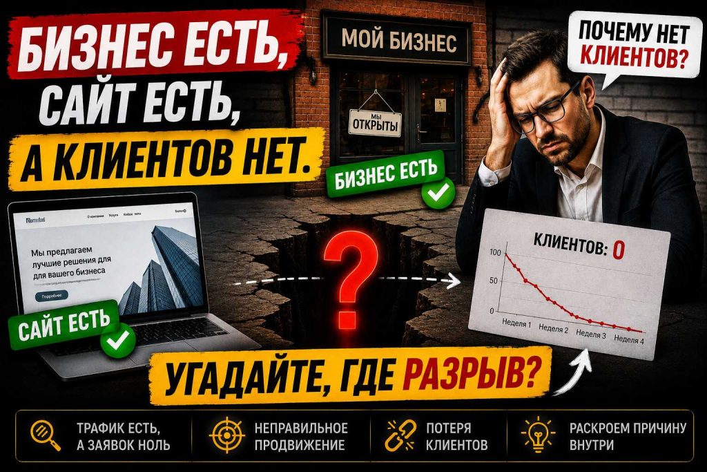 Бизнес есть, сайт есть, а клиентов нет. Угадайте, где разрыв