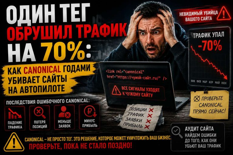 Один тег обрушил трафик на 70%: как canonical годами убивает сайты на автопилоте