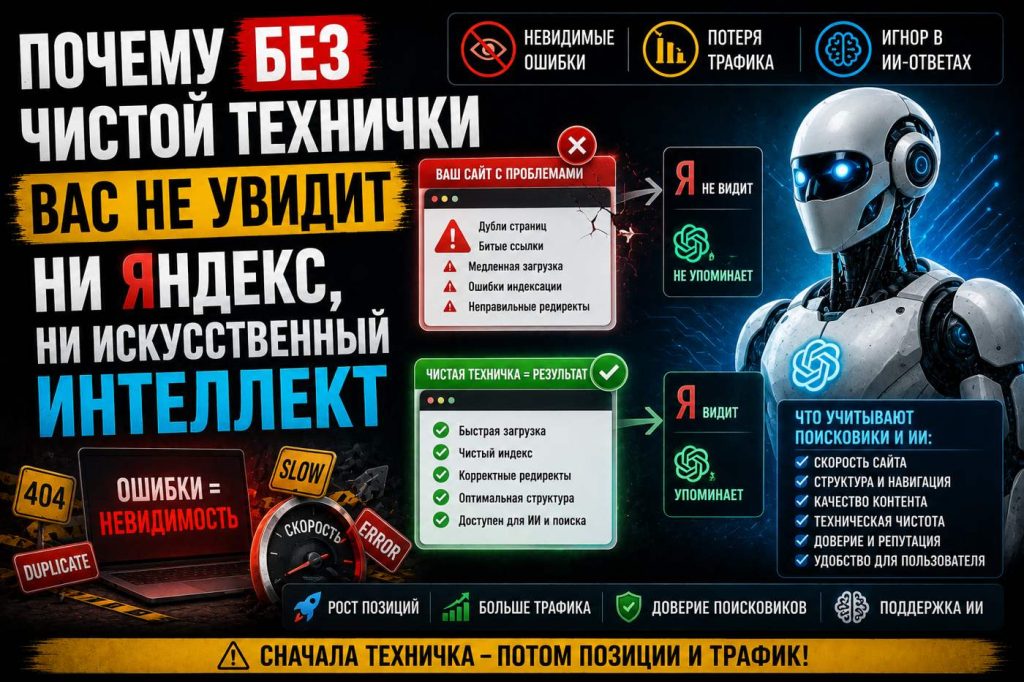 Почему без чистой технички вас не увидит ни Яндекс, ни искусственный интеллект