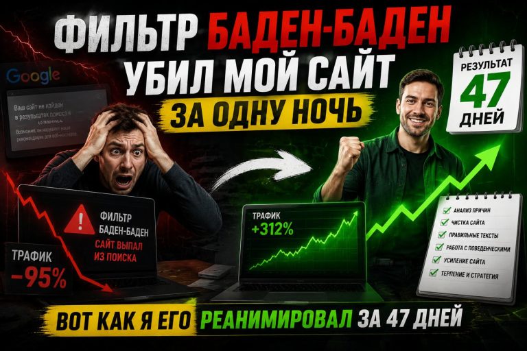 Фильтр Баден-Баден убил мой сайт за одну ночь. Вот как я его реанимировал за 47 дней