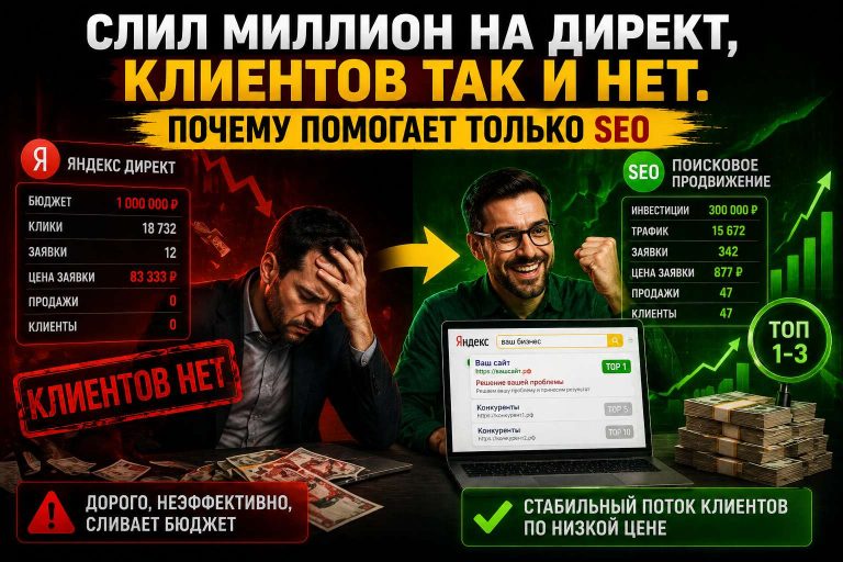 Слил миллион на Директ, клиентов так и нет. Почему помогает только SEO