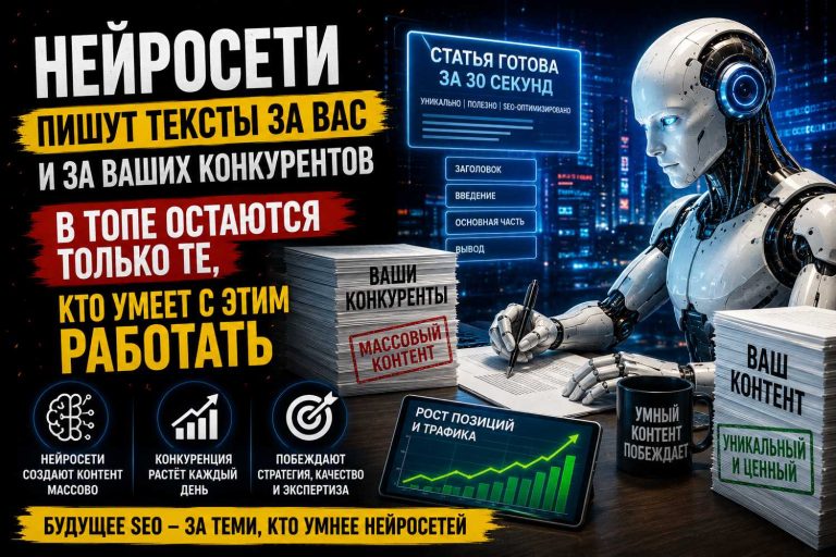Нейросети пишут тексты за вас и за ваших конкурентов. В топе остаются только те, кто умеет с этим работать