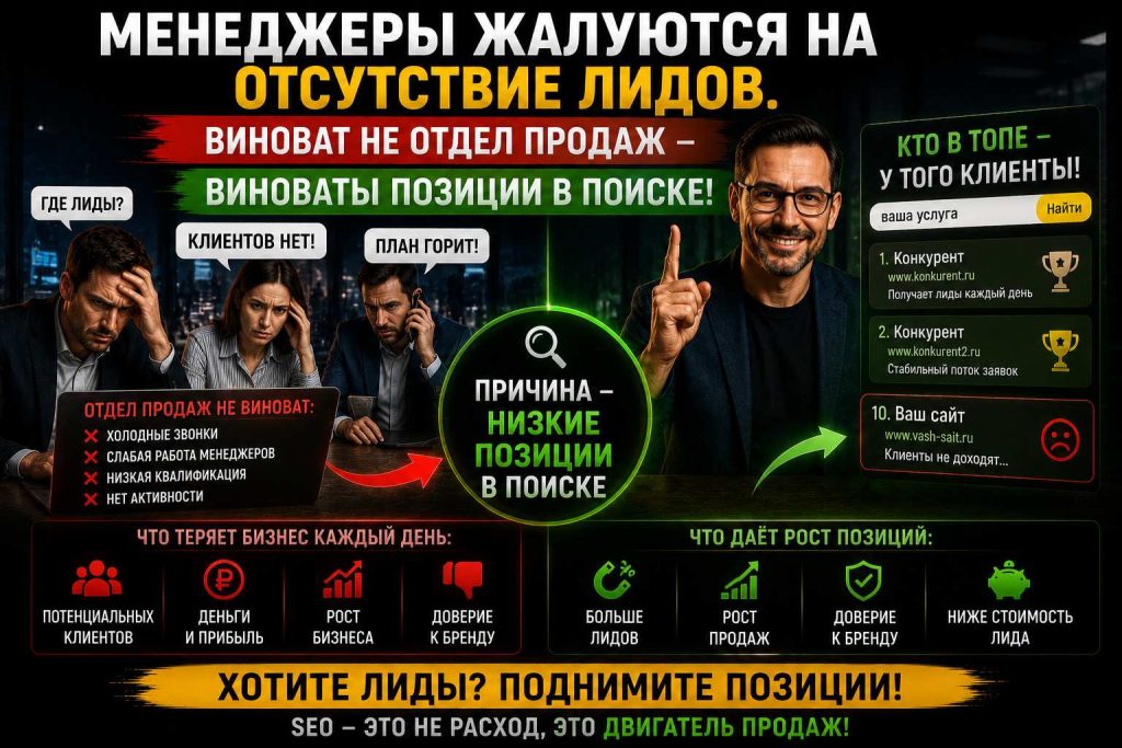 Менеджеры жалуются на отсутствие лидов. Виноват не отдел продаж — виноваты позиции в поиске