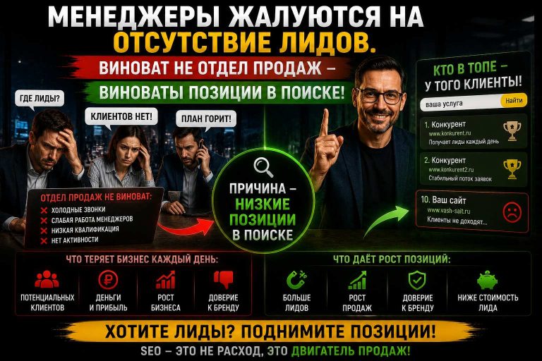 Менеджеры жалуются на отсутствие лидов. Виноват не отдел продаж — виноваты позиции в поиске