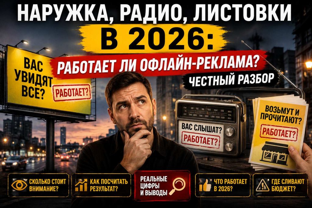Наружка, радио, листовки в 2026: работает ли офлайн-реклама — честный разбор