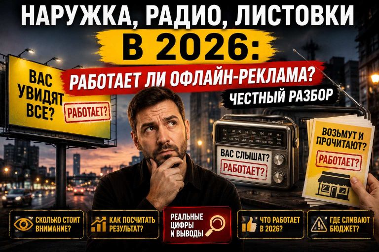 Наружка, радио, листовки в 2026: работает ли офлайн-реклама — честный разбор