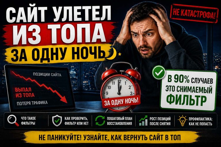 Сайт улетел из топа за одну ночь. В 90% случаев это снимаемый фильтр, а не катастрофа