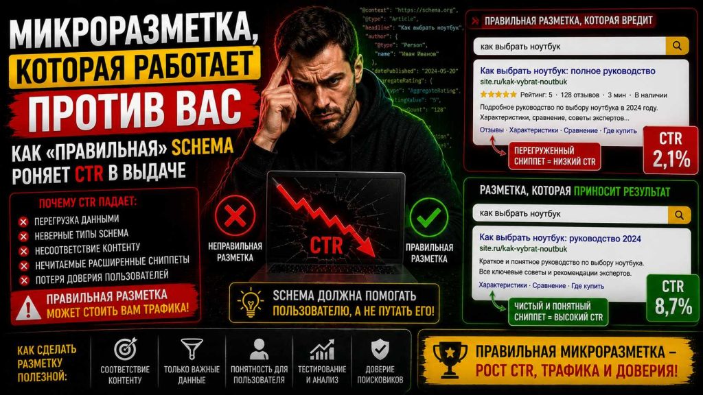 Микроразметка, которая работает против вас: как «правильная» Schema роняет CTR в выдаче