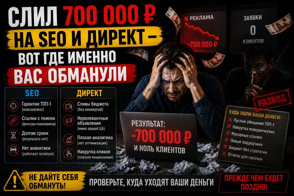 Слил 700 000 ₽ на SEO и Директ — вот где именно вас обманули