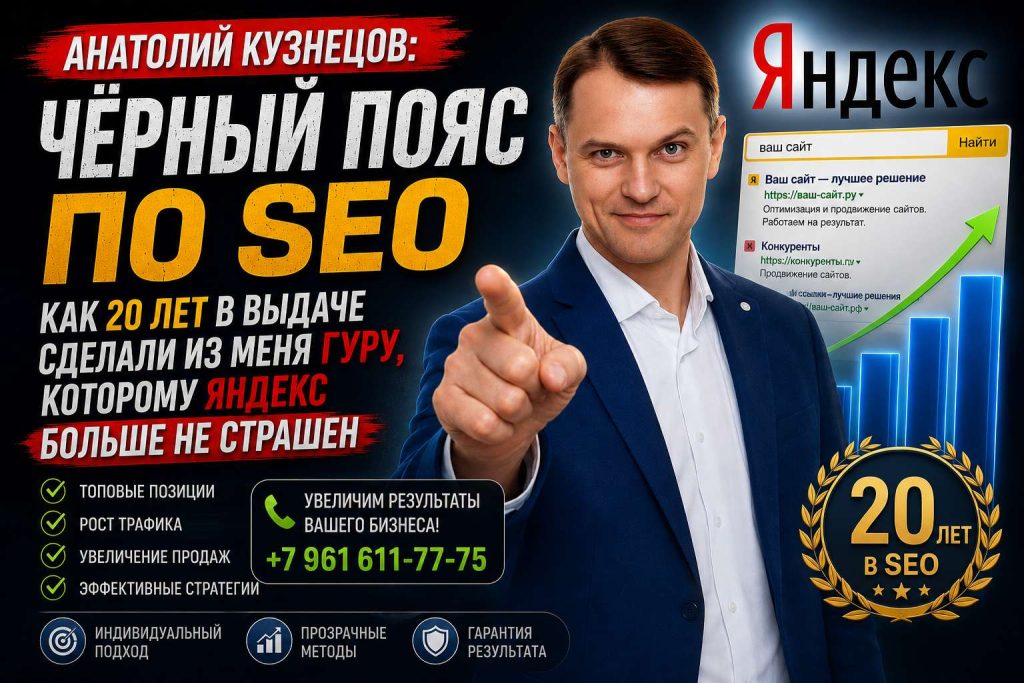 Анатолий Кузнецов: чёрный пояс по SEO — как 20 лет в выдаче сделали из меня гуру, которому Яндекс больше не страшен