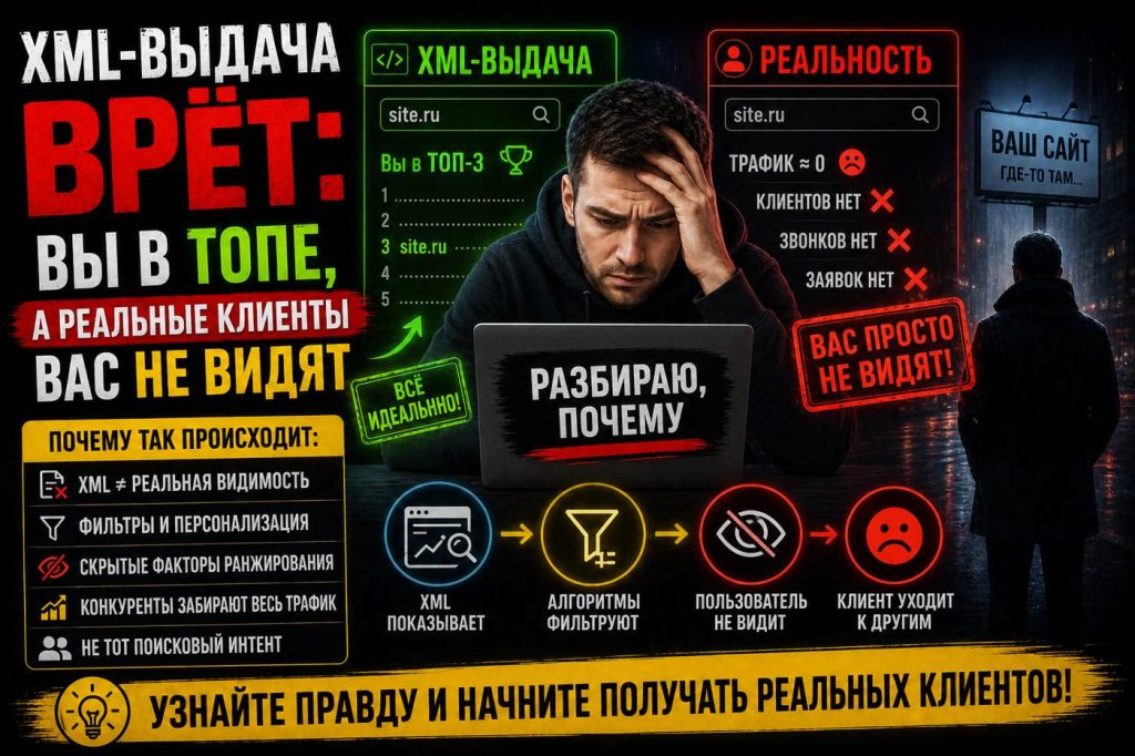 XML-выдача врёт: вы в топе, а реальные клиенты вас не видят — разбираю, почему