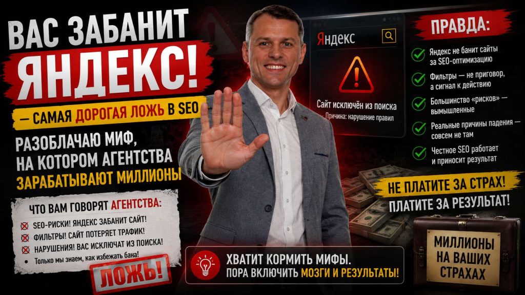 «Вас забанит Яндекс!» — самая дорогая ложь в SEO. Разоблачаю миф, на котором агентства зарабатывают миллионы