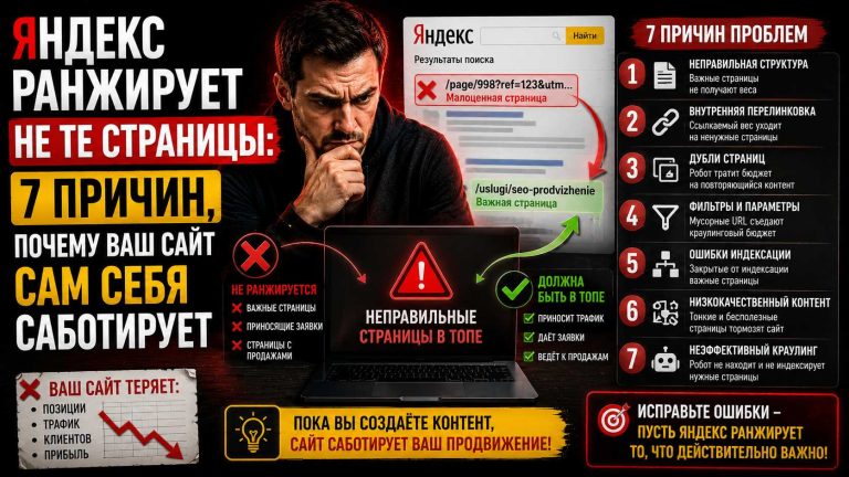 Яндекс ранжирует не те страницы: 7 причин, почему ваш сайт сам себя саботирует