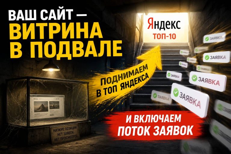 Ваш сайт — витрина в подвале. Поднимаем в ТОП Яндекса и включаем поток заявок