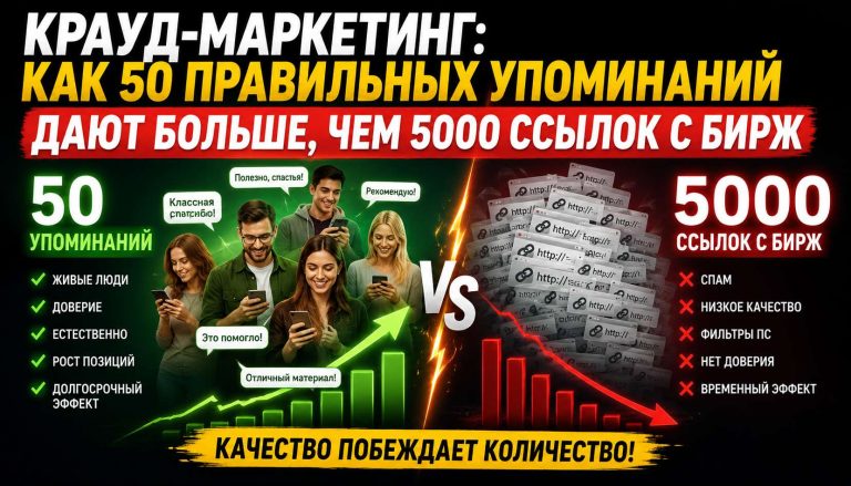 Крауд-маркетинг: как 50 правильных упоминаний дают больше, чем 5000 ссылок с бирж