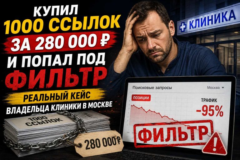Купил 1000 ссылок за 280 000 ₽ и попал под фильтр: реальный кейс владельца клиники в Москве