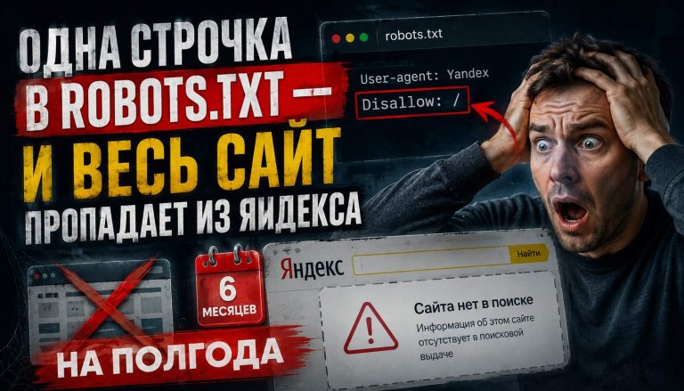 Одна строчка в robots.txt — и весь сайт пропадает из Яндекса на полгода