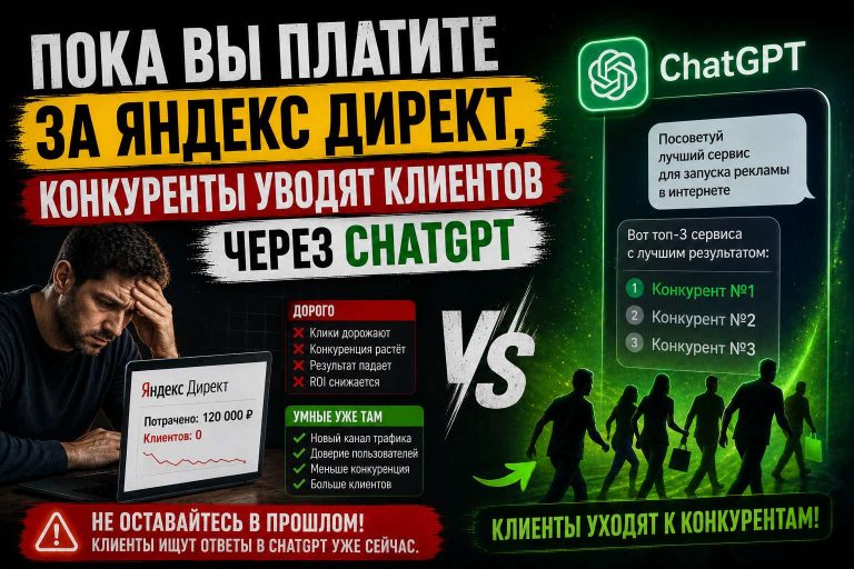 Пока вы платите за Яндекс Директ, конкуренты уводят клиентов через ChatGPT