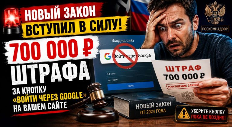 Новый закон вступил в силу: 700 000 рублей штрафа за кнопку «Войти через Google» на вашем сайте