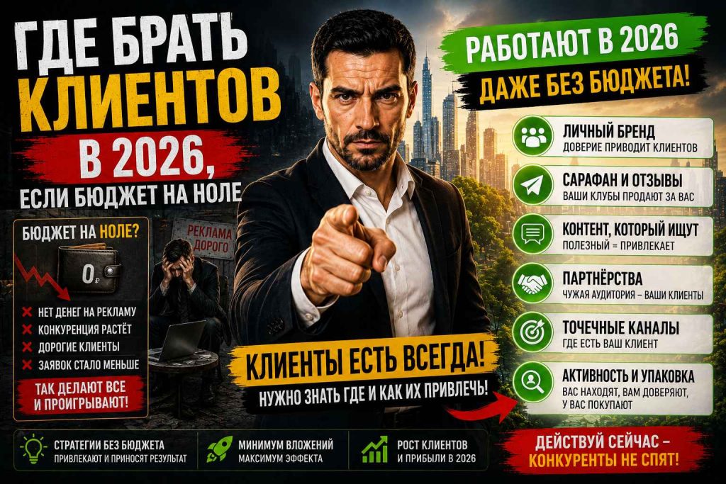 Где брать клиентов в 2026, если бюджет на ноле