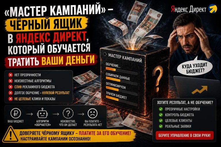 «Мастер кампаний» — чёрный ящик в Яндекс Директ, который обучается тратить ваши деньги