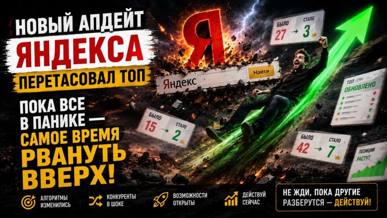 Новый апдейт Яндекса перетасовал ТОП. Пока все в панике — самое время рвануть вверх