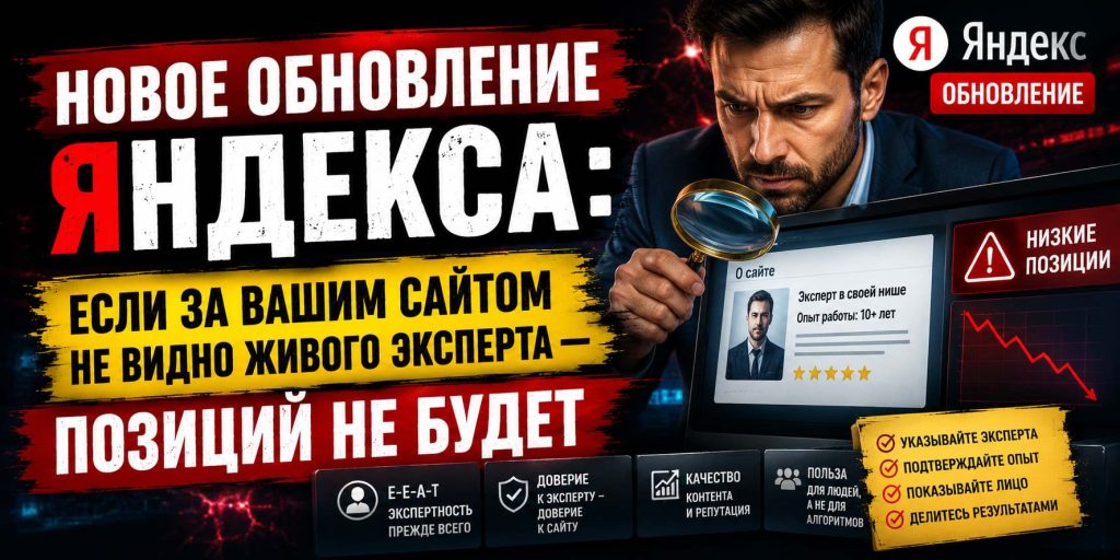 Новое обновление Яндекса: если за вашим сайтом не видно живого эксперта — позиций не будет