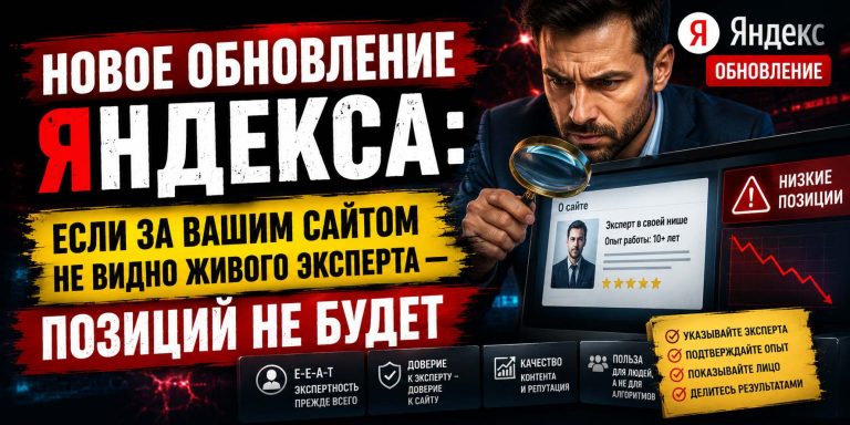 Новое обновление Яндекса: если за вашим сайтом не видно живого эксперта — позиций не будет