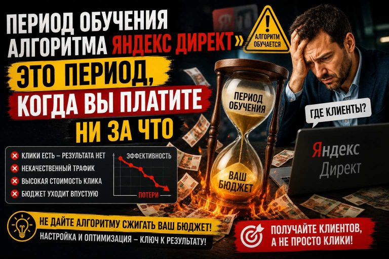Период обучения алгоритма Яндекс Директ» — это период, когда вы платите ни за что