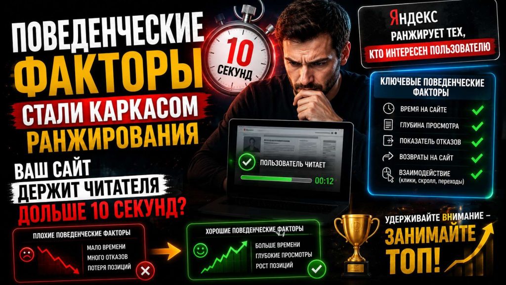 Поведенческие факторы стали каркасом ранжирования: ваш сайт держит читателя дольше 10 секунд?