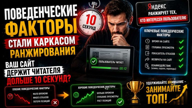 Поведенческие факторы стали каркасом ранжирования: ваш сайт держит читателя дольше 10 секунд?